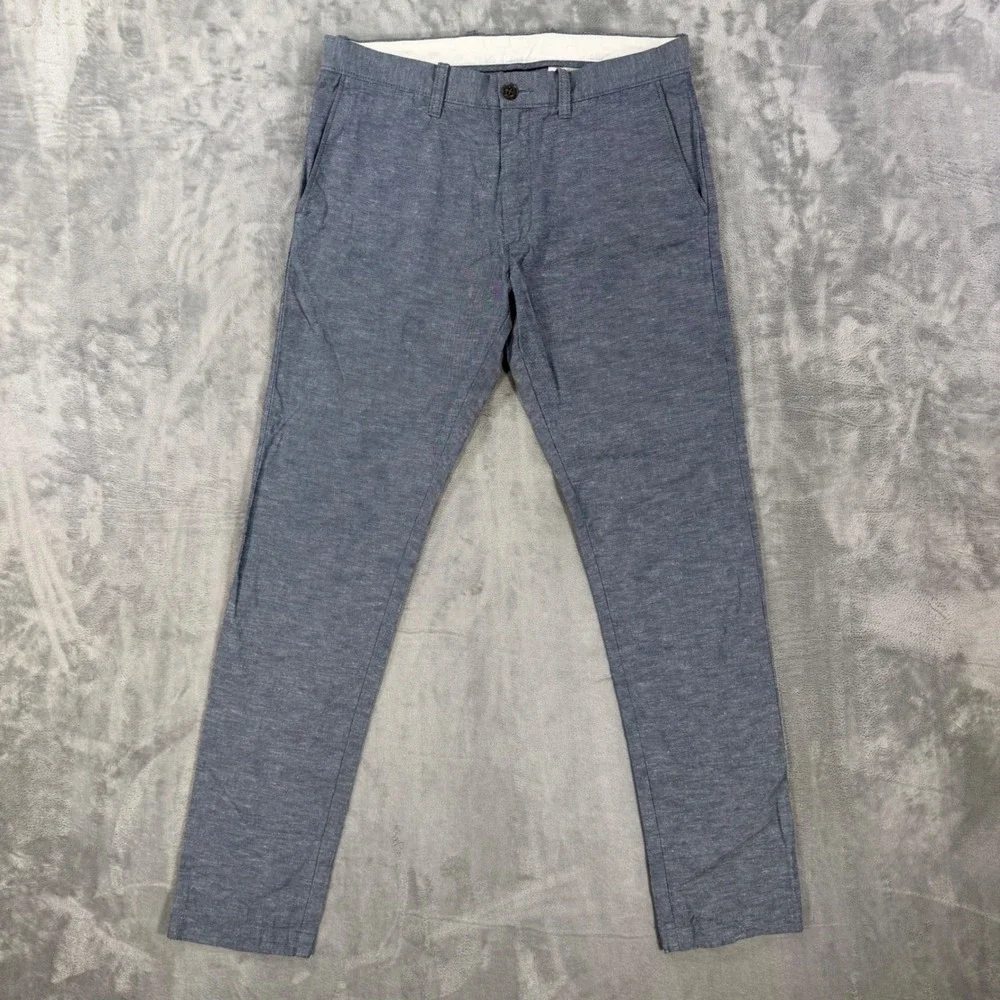 J.Crew 484 Slim Fit Chino Pants Men's Size 31x32 Blue Cotton Linen